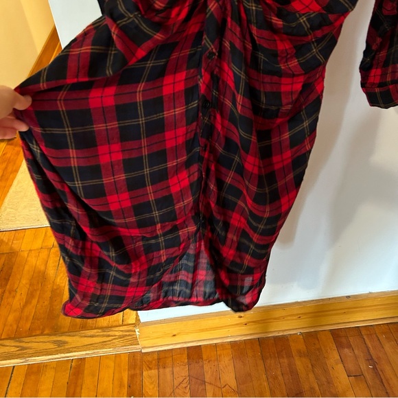City Chic Women's Small S 16 Red Plaid Twist Waist  Dress Bloomingdale's NWT - Picture 5 of 8